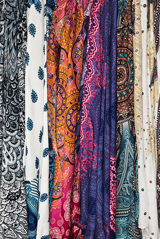 Selection of several available beautiful boho style rayon fabrics.